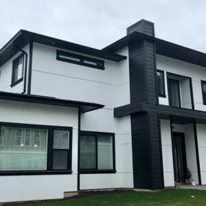 Gallery34 A modern new home, recently constructed, in black and white.